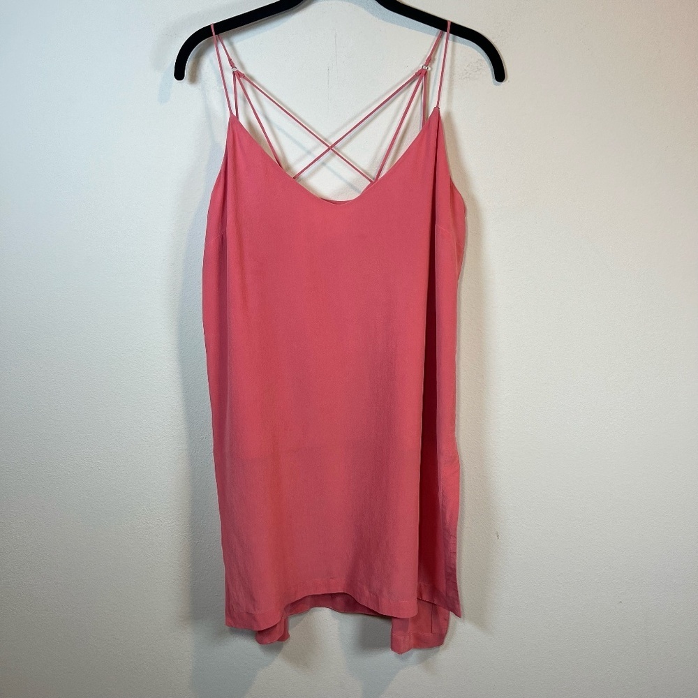 Anthropologie Maeve Meret Silk Cami Tunic Top Coral Strappy Flowy FLAW Women's 8